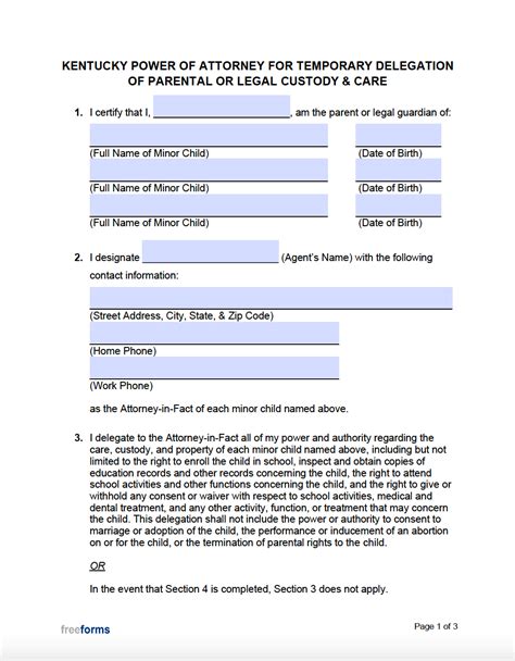 Free Printable Medical Power Of Attorney Form Kentucky