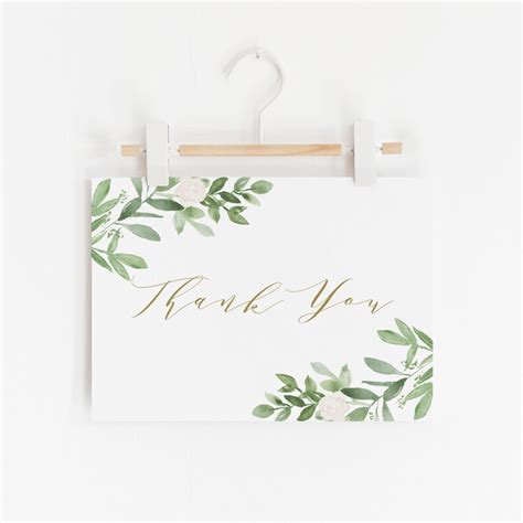 Greenery Thank You Card Printable Watercolor Greenery And Etsy Canada