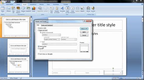 How To Add Page Slide Numbers Powerpoint 2007 Youtube