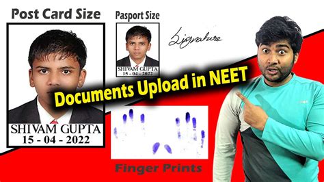 Documents Upload In Neet Online Form Photo Finger Prints