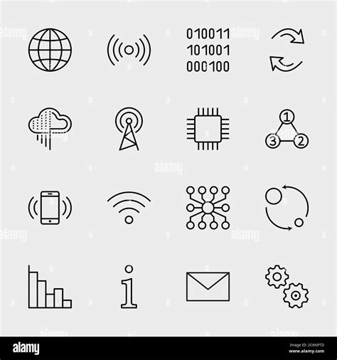 Data Analysis Technology Line Icons Icon Charts Wi Fi Graphs