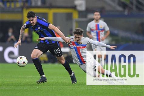 Gavi Of Fc Barcelona Barca Competes For The Ball With Alessandro