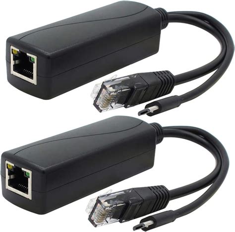 ANVISION 2-Pack Gigabit PoE Splitter, 48V to 5V 2.4A Micro USB Ethernet ...