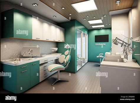 Dental Clinic Interior Design With Several Working Boxes And Tools