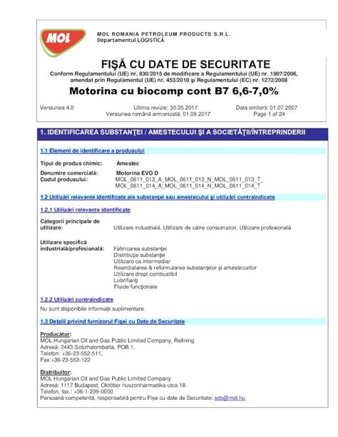 PDF FIŞĂ CU DATE DE SECURITATE MOL Romania PDF fileFIŞĂ CU DATE