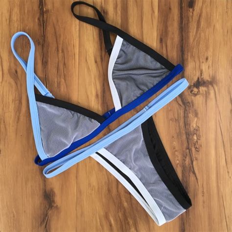 JABERAI Swimwear 2017 Micro Bikini Brazilian Mesh Patchwork Scrunch Butt Swimsuit Thong Swimwear