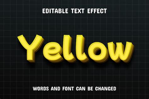 Effet De Texte 3d Jaune Vecteur Premium