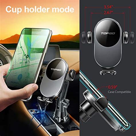 Upgraded Topgo Cup Holder Phone Mount Wireless Charger Universal Cell