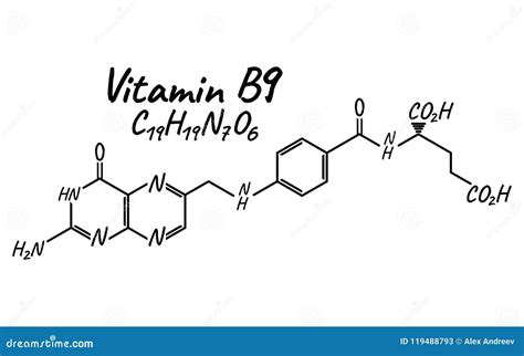 Chemical Formula Of Vitamin B9 Folic Acid With Stock Image