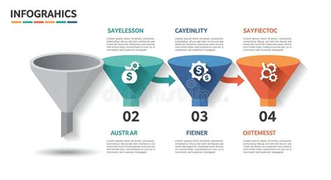 Infographic Features a Funnel Process with Four Stages, Depicted in ...
