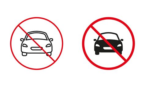 Vehicle Not Allowed Road Sign Ban Auto Car Circle Symbol Set Prohibit