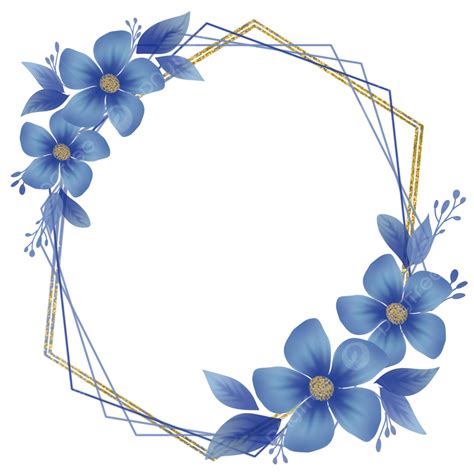 Ornamento De Flor Azul No Quadro Png Azul Dourado Flor Imagem Png E Psd Para Download Gratuito