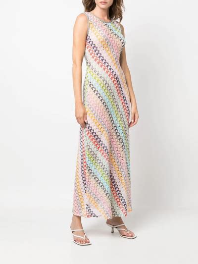 Missoni Open Back Crochet Knit Maxi Dress In Weiss Modesens