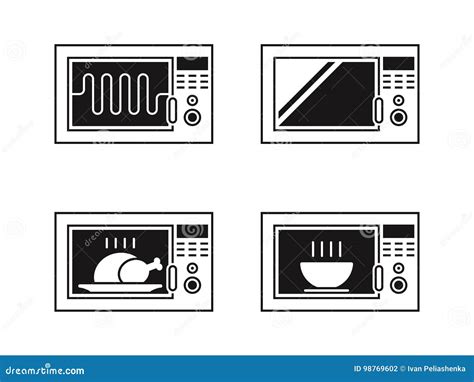 Sistema Del Icono Del Horno De Microondas Stock De Ilustraci N