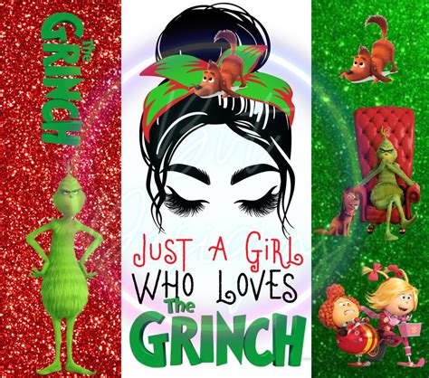 Just A Girl Who Loves The Grinch Messy Bun Grinch Merry Etsy