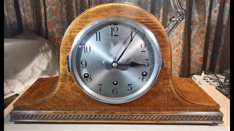 Napoleon Hat Oak Veneered Chiming Mantle Clock Youtube