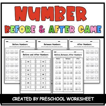 Numbers Before and After Games by Pre-school Worksheet | TPT