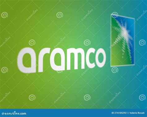 Aramco Logo on a Green and Blue Background Editorial Photography ...