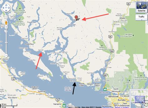 Google Map Location of Sechelt BC - Robertdall.com