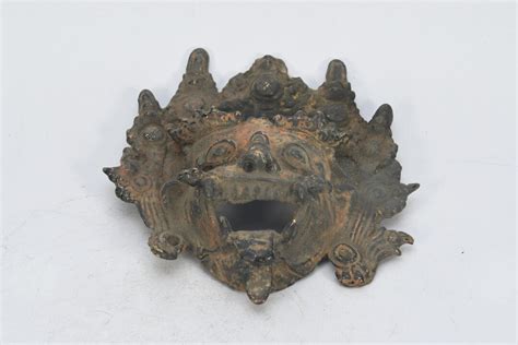 Brass Handmade Bhairav Mahakala Statue Wall Hanging Vintage Tibetan