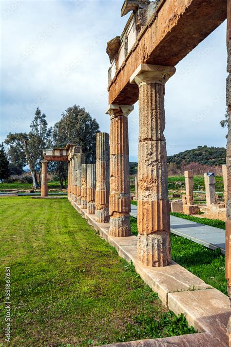 Temple Of Artemis In Archaeological Site Of Brauron Attica Greece