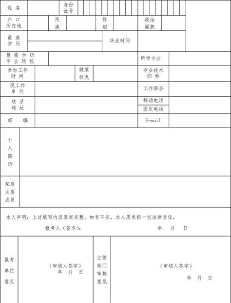 襄阳市事业单位公开招聘工作人员报名表【模板】文档之家