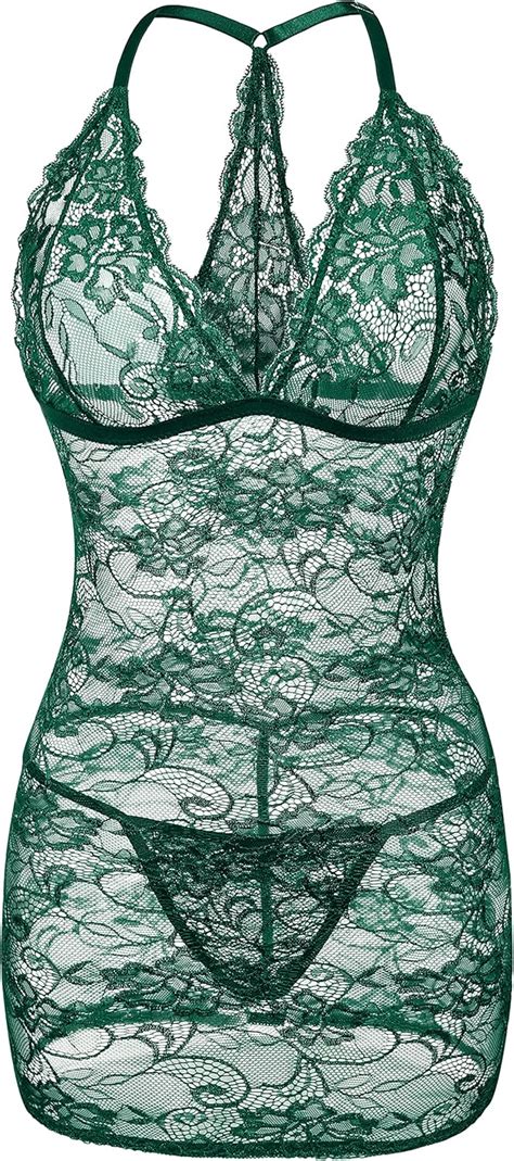 Gladiolus Lingerie For Women Lace Teddy Babydoll Sexy Bridal Lingerie Sleepwear Green L At