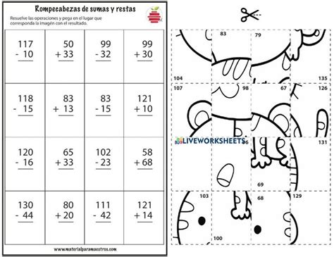 Sumas Y Restas Ficha Interactiva Y Descargable Puedes Hacer Los Ejercicios Online O Descargar