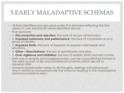 Lecture 2 Schema Therapy Overview And Early Maladaptive Schemas Ppt