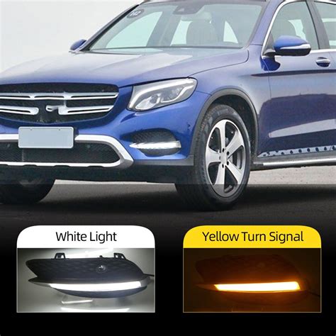 Car Flashing 2pcs Led Drl Daytime Running Lights Front Fog Light Lamp For Mercedes Benz Glc X205