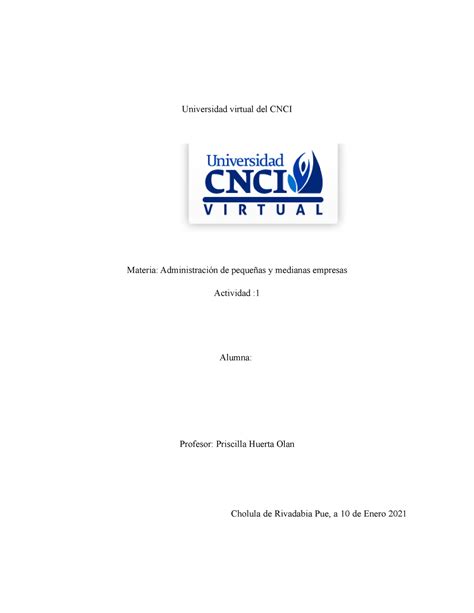 Pymes Actividad 2 Universidad Virtual Del CNCI Materia