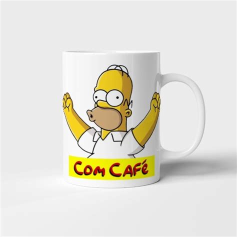 Caneca Homer Simpson Café E Sem Café Porcelana Elo7