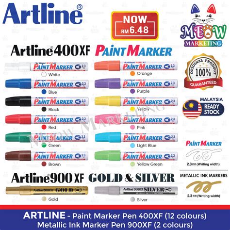 Artline Paint Marker Pen 400xf 12 Colours Metallic Ink Paint Marker