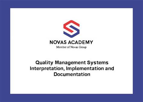 Quality Management Systems Interpretation Implementation And