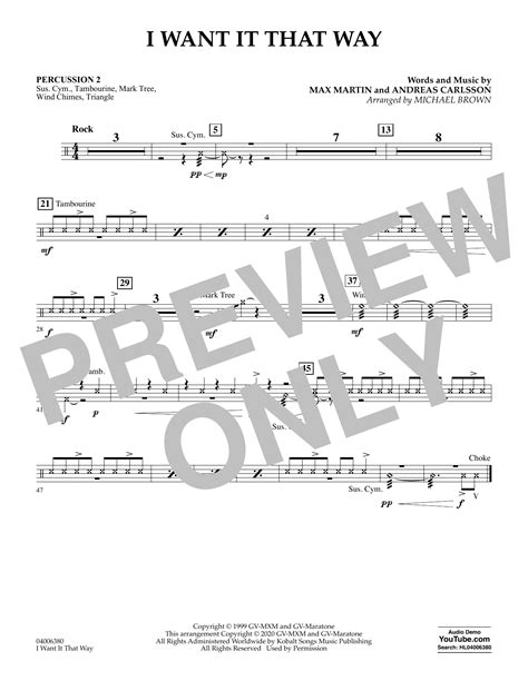 I Want It That Way Arr Michael Brown Percussion 2 By Backstreet Boys Sheet Music For