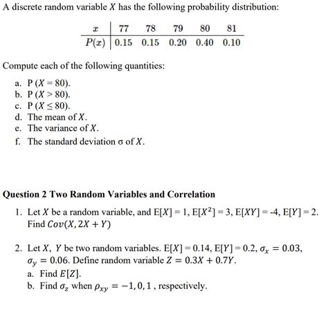 Solved A Discrete Random Variable X Has The Following