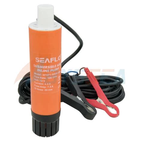 MARINE BOAT SEAFLO 500GPH Submersible Pump 12V Inline Water Pump W 5m