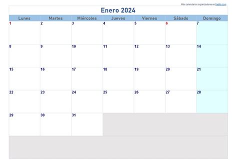 Calendario Enero Para Imprimir Word