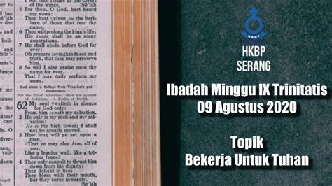 Ibadah Minggu Ix Setelah Trinitatis Minggu 9 Agustus 2020 Bahasa