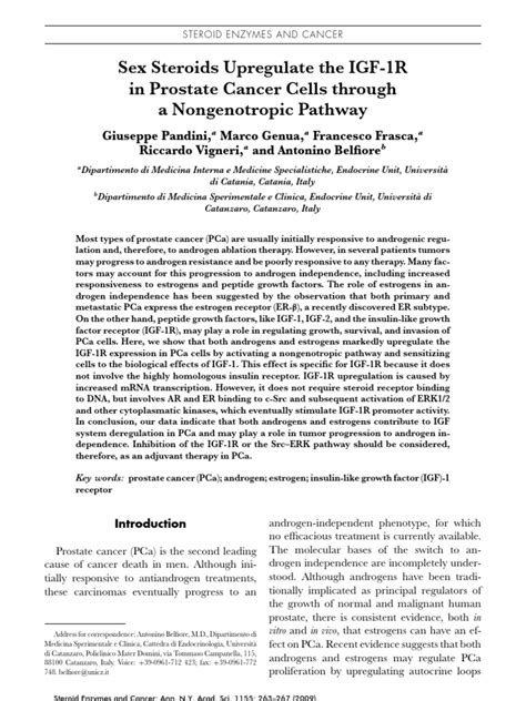 Sex Steroids Upregulate The Igf 1r In Prostate Cancer Cells Through A