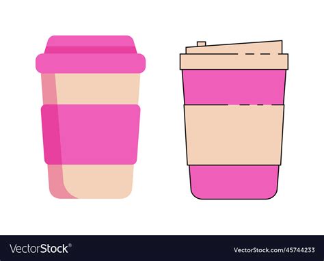 Pink Paper Cup Cups For Hot Coffee And Tea Vector Image