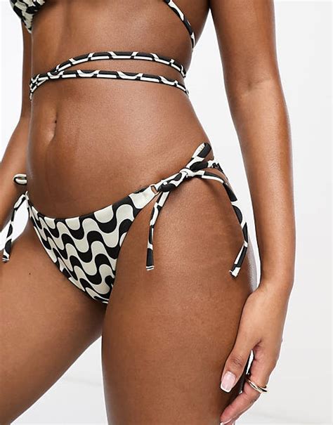 And Other Stories 3 Piece Tie Side Bikini Briefs In Wavy Print Asos