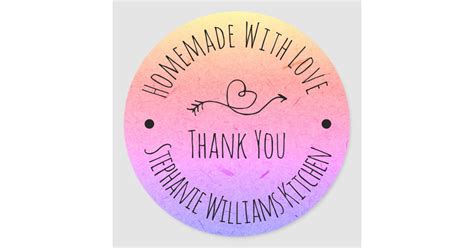 Homemade With Love Rainbow Kraft Paper Thank You Classic Round