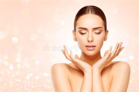 Face Beauty Skin Care Woman Natural Make Up Beautiful Model Stock