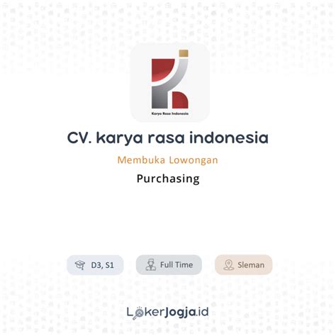 Lowongan Kerja Purchasing Di Cv Karya Rasa Indonesia Lokerjogja Id