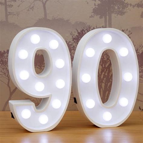 Light Up Number 90 Ninety 90th Birthday 23cm 9 High Etsy Canada