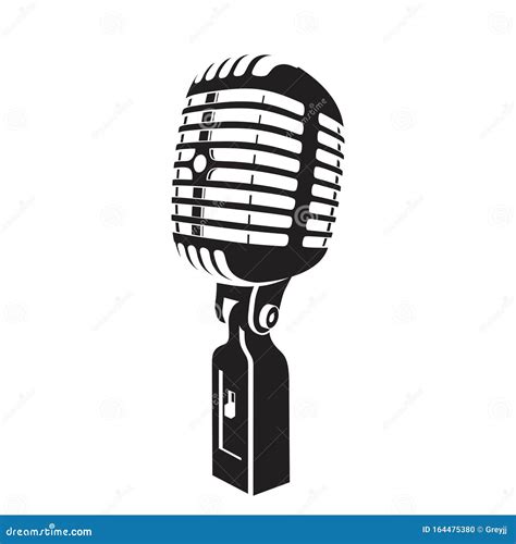 Illustration Of Retro Microphone Dark Silhouette Stock Vector