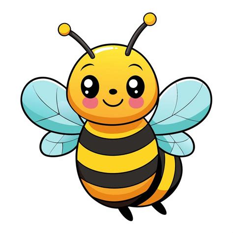 Cute Cartoon Bee With Big Eyes And Black And Yellow Wings