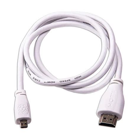 Raspberry Pi 4 Micro HDMI To HDMI Lead 1m White