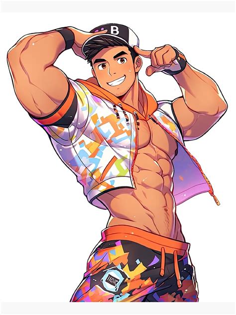 Cute Muscular Gay Guy Flexing Poster For Sale By Homorohomo Redbubble